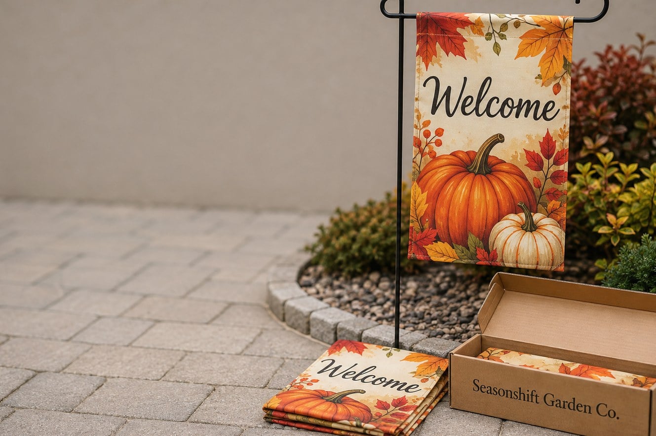 Custom printed garden flags with logo